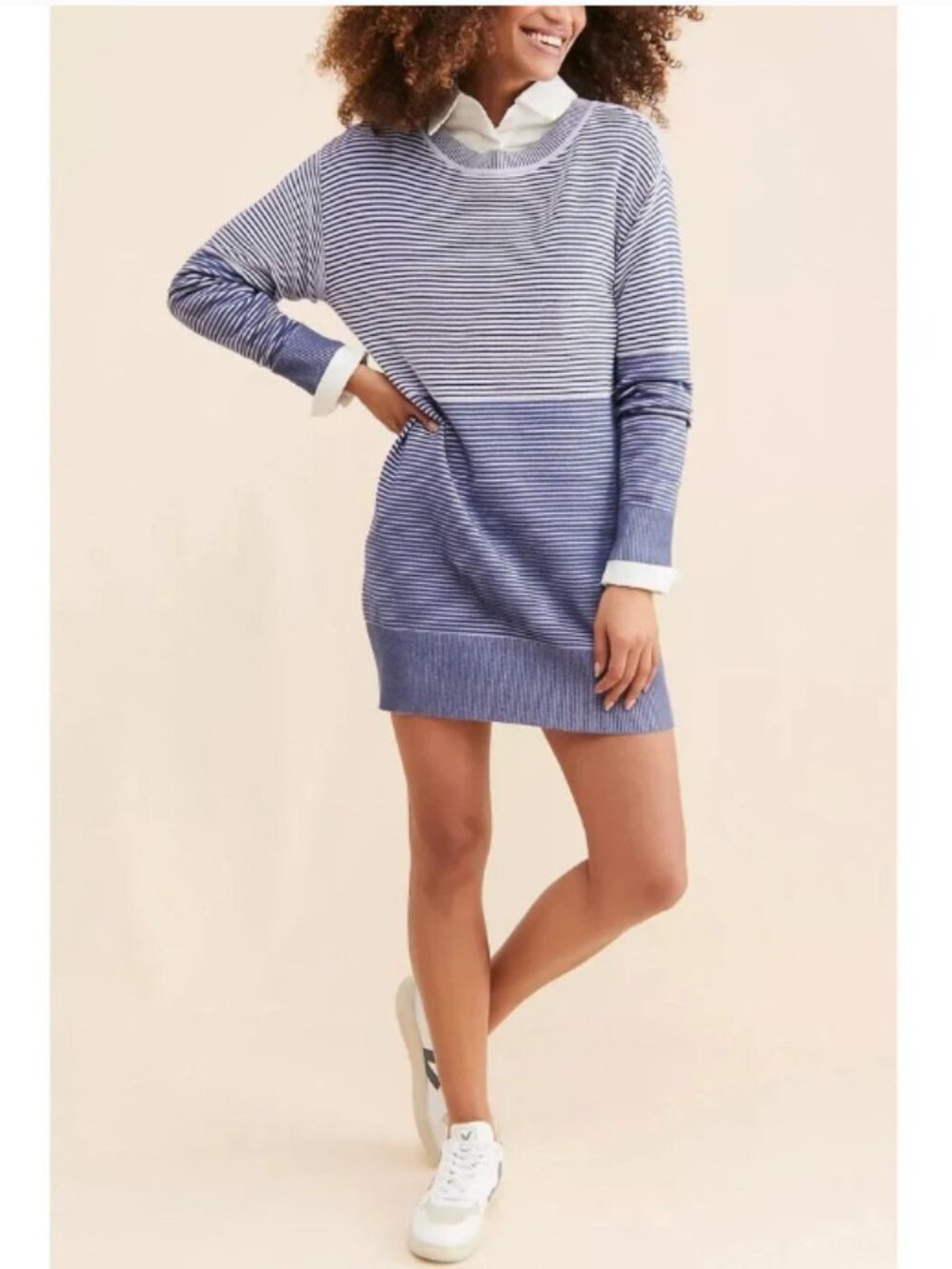 Anthropologie Daily Practice The Ottoman Active Dress blue stripe XS